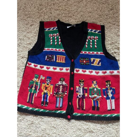 Vintage Capistrano Nutcracker Sweater Vest Christmas Hand Knit Women’s XL - Picture 1 of 16